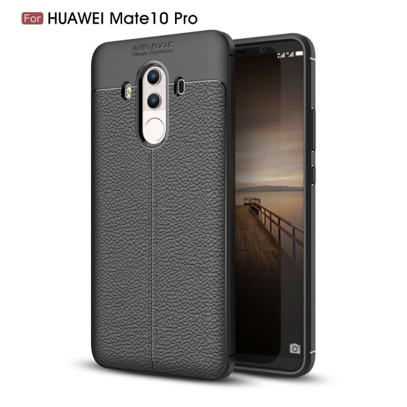 Case Kuoret Huawei Mate 10 Pro Punainen Musta Puhelinkuoret Kaksilinjainen Litsi Nahkaa