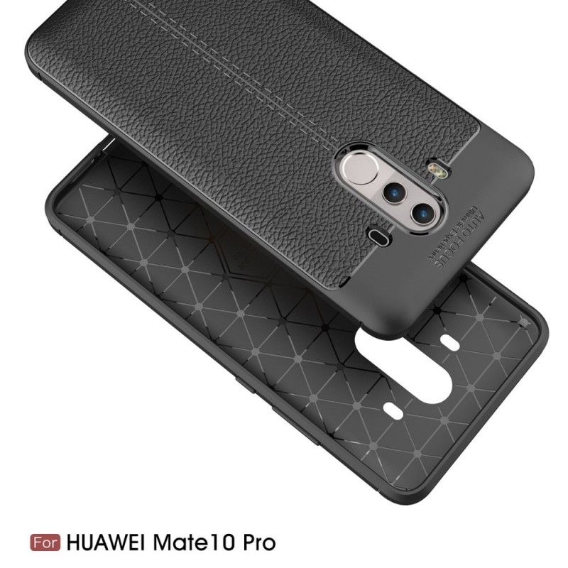 Case Kuoret Huawei Mate 10 Pro Punainen Musta Puhelinkuoret Kaksilinjainen Litsi Nahkaa