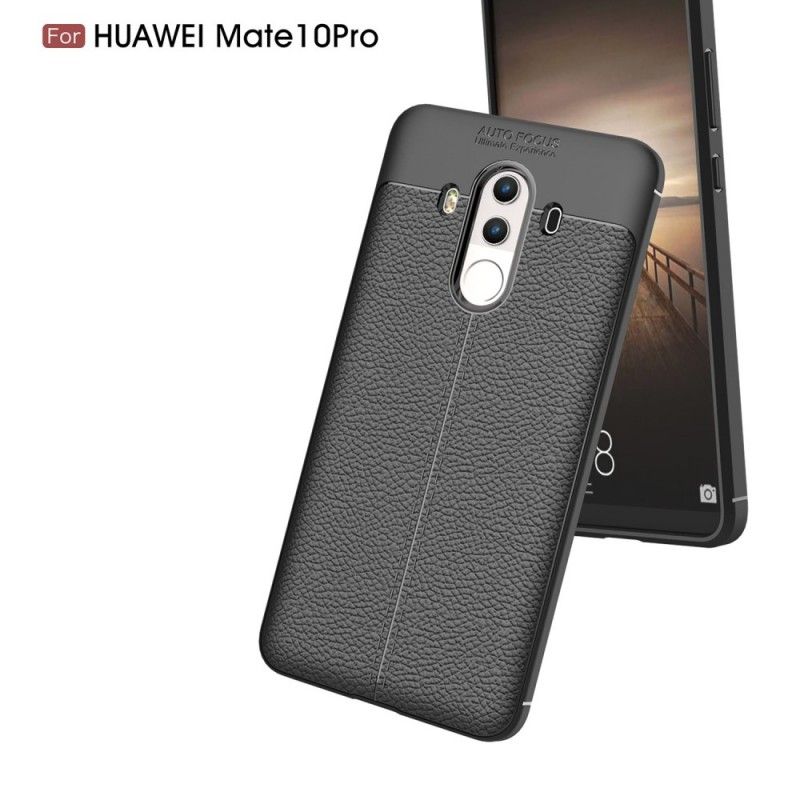 Case Kuoret Huawei Mate 10 Pro Punainen Musta Puhelinkuoret Kaksilinjainen Litsi Nahkaa