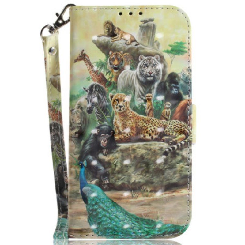 Flip Case Xiaomi Redmi Note 12 4G Suojaketju Kuori Thong Safari Animals