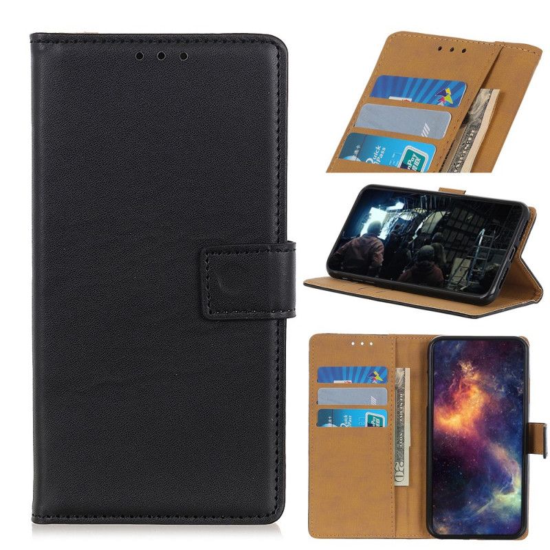 Flip Case OnePlus 7T Pro Hopea Musta Yksinkertainen Tekonahka