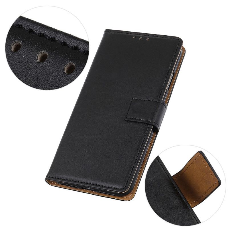 Flip Case OnePlus 7T Pro Hopea Musta Yksinkertainen Tekonahka