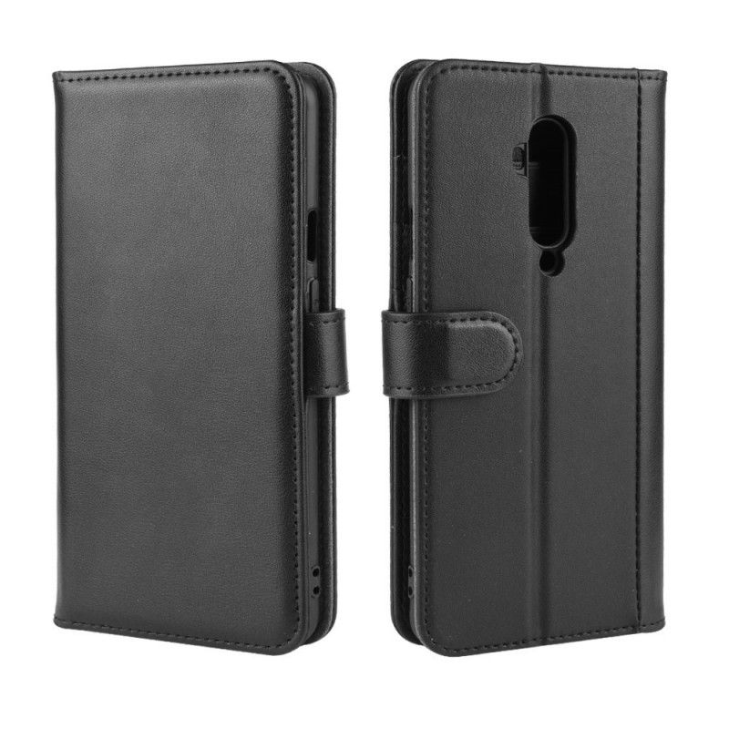 Flip Case OnePlus 7T Pro Ruskea Musta Aitoa Nahkaa