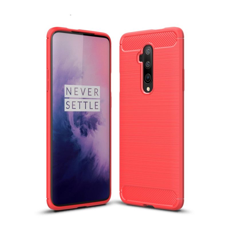 Kuori OnePlus 7T Pro Punainen Musta Harjattu Hiilikuitu Suojakuori