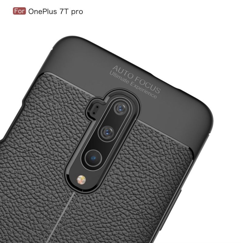 Kuori OnePlus 7T Pro Punainen Musta Kaksilinjainen Litsi Nahkaa