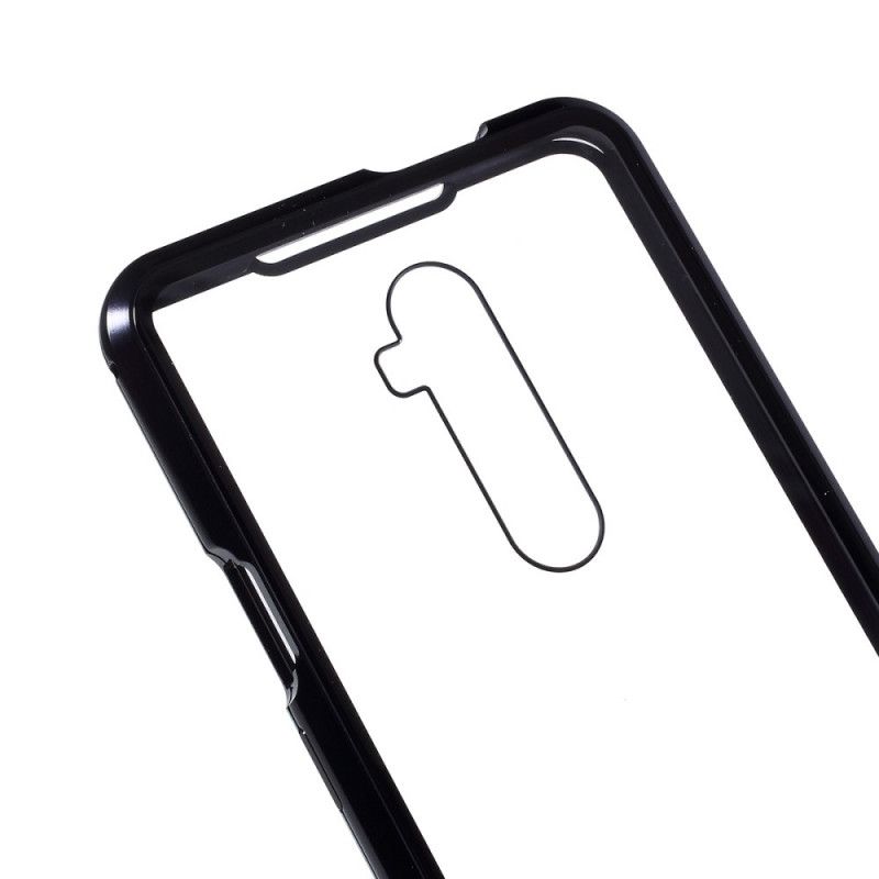 Kuori OnePlus 7T Pro Tummansininen Musta Metalli- Ja Karkaistun Lasin Reunat Suojakuori