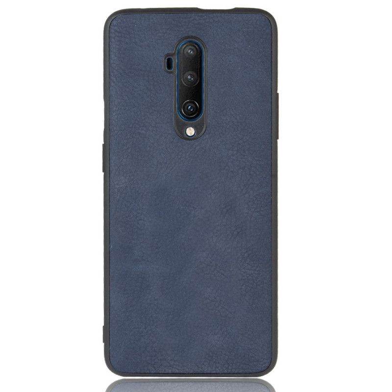 Kuori OnePlus 7T Pro Tummansininen Musta Vintage-Tyylinen Nahkaefekti Suojakuori