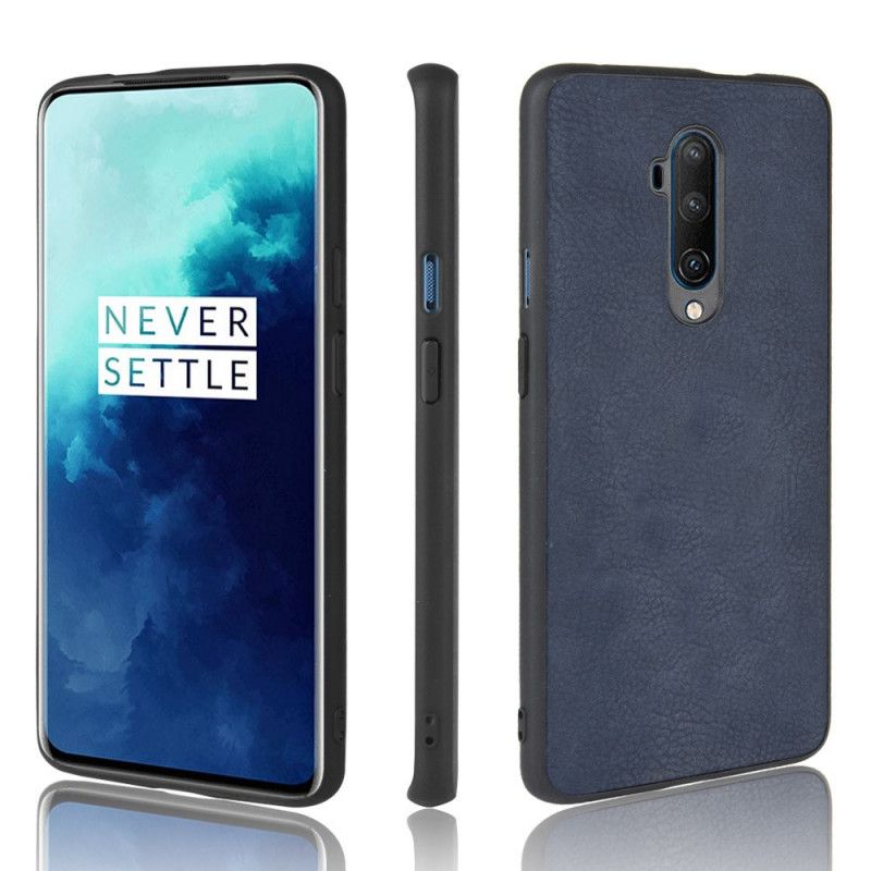 Kuori OnePlus 7T Pro Tummansininen Musta Vintage-Tyylinen Nahkaefekti Suojakuori