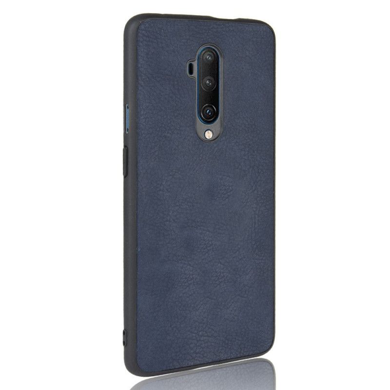 Kuori OnePlus 7T Pro Tummansininen Musta Vintage-Tyylinen Nahkaefekti Suojakuori