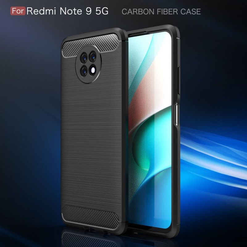 Case Kuoret Xiaomi Redmi Note 9 5G / Note 9T 5G Punainen Musta Puhelinkuoret Harjattu Hiilikuitu