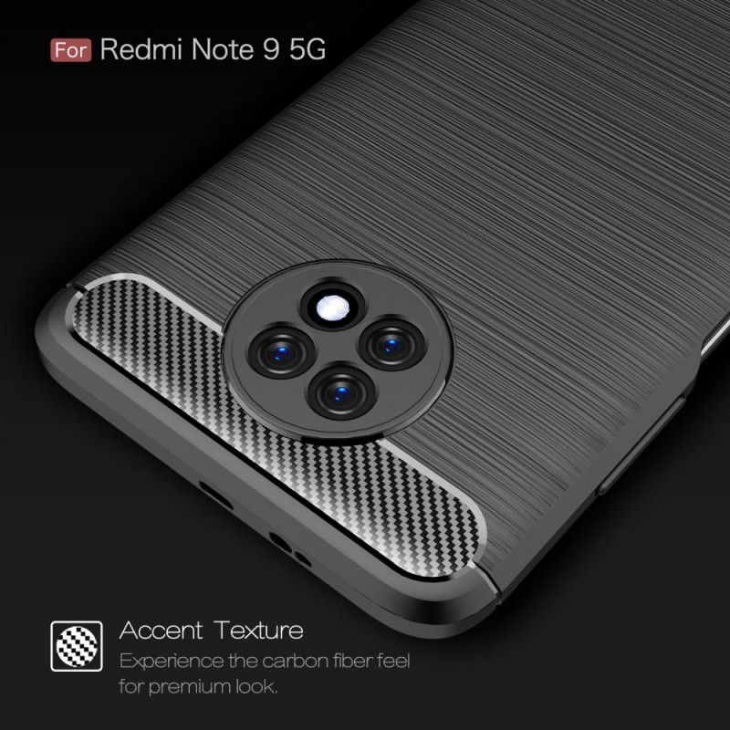 Case Kuoret Xiaomi Redmi Note 9 5G / Note 9T 5G Punainen Musta Puhelinkuoret Harjattu Hiilikuitu