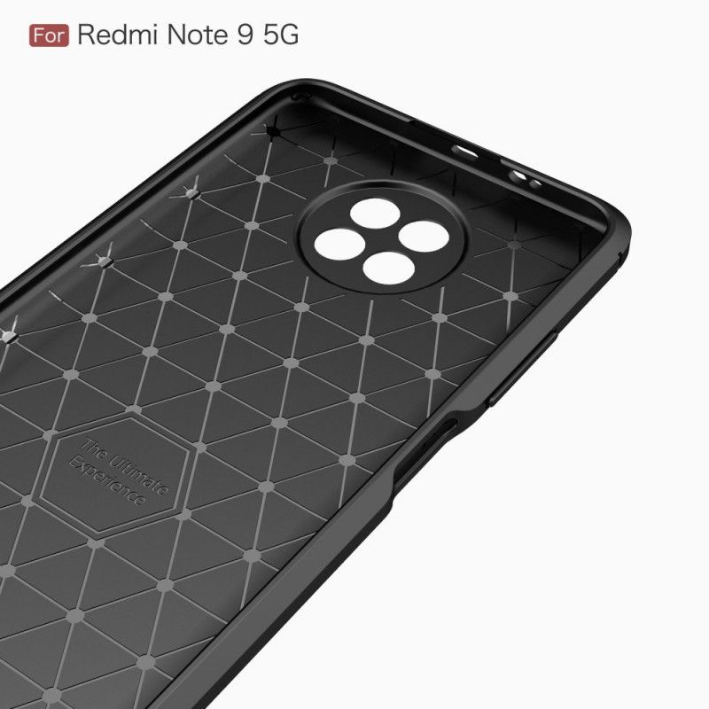 Case Kuoret Xiaomi Redmi Note 9 5G / Note 9T 5G Punainen Musta Puhelinkuoret Harjattu Hiilikuitu