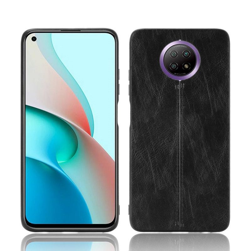 Case Kuoret Xiaomi Redmi Note 9 5G / Note 9T 5G Punainen Musta Puhelinkuoret Ommeltu Nahkaefekti