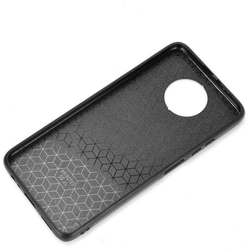 Case Kuoret Xiaomi Redmi Note 9 5G / Note 9T 5G Punainen Musta Puhelinkuoret Ommeltu Nahkaefekti