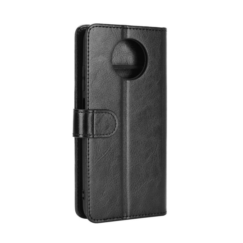 Flip Case Xiaomi Redmi Note 9 5G / Note 9T 5G Valkoinen Musta Hienoa Tekonahkaa