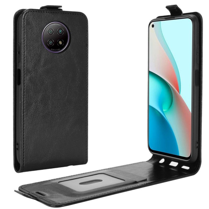 Flip Case Xiaomi Redmi Note 9 5G / Note 9T 5G Valkoinen Musta Nahkaefekti Pystysuoralla Läpällä