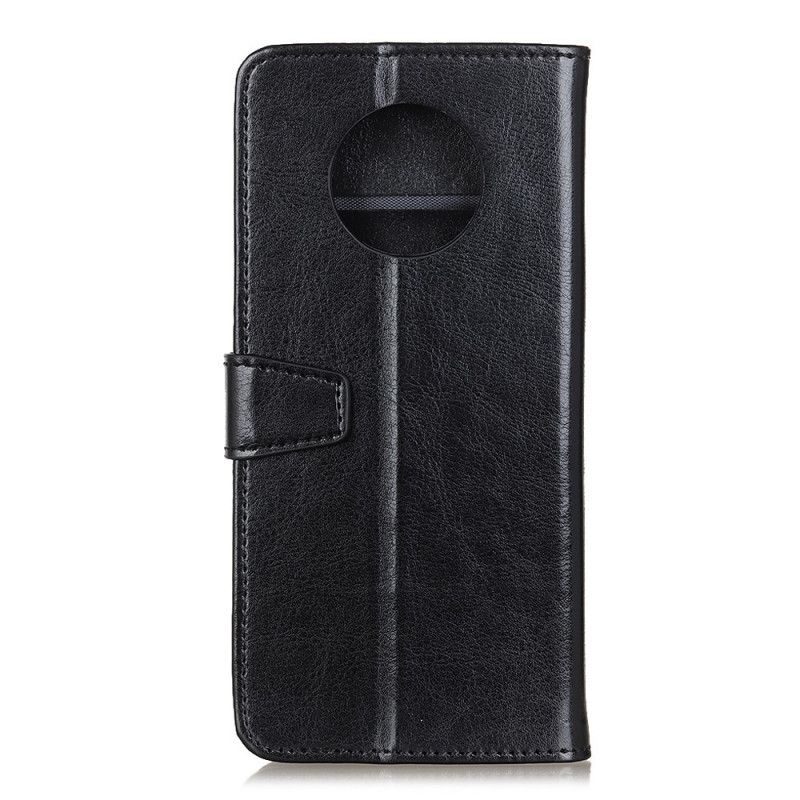 Flip Case Xiaomi Redmi Note 9 5G / Note 9T 5G Valkoinen Musta Yksinkertainen Kiiltävä Nahkaefekti