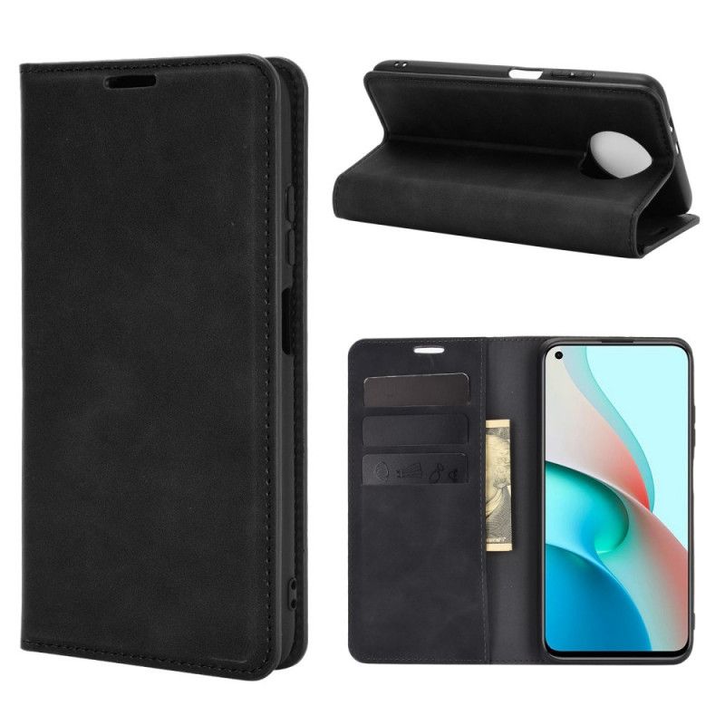 Flip Kotelot Xiaomi Redmi Note 9 5G / Note 9T 5G Harmaa Musta Puhelinkuoret Ihon Kosketus