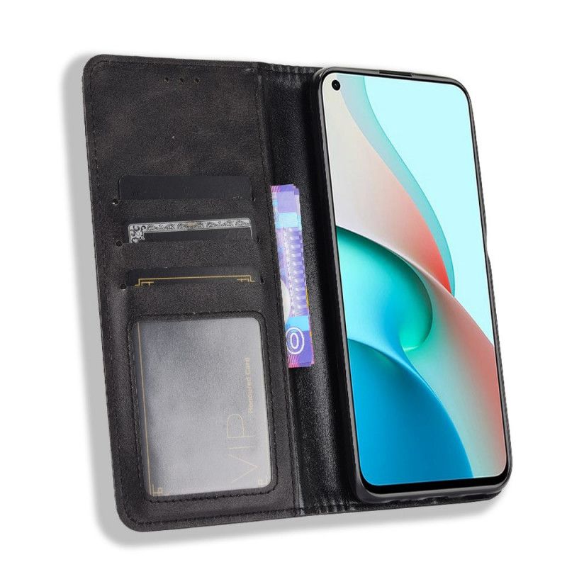 Flip Kotelot Xiaomi Redmi Note 9 5G / Note 9T 5G Punainen Musta Tyylitelty Nahkaefekti