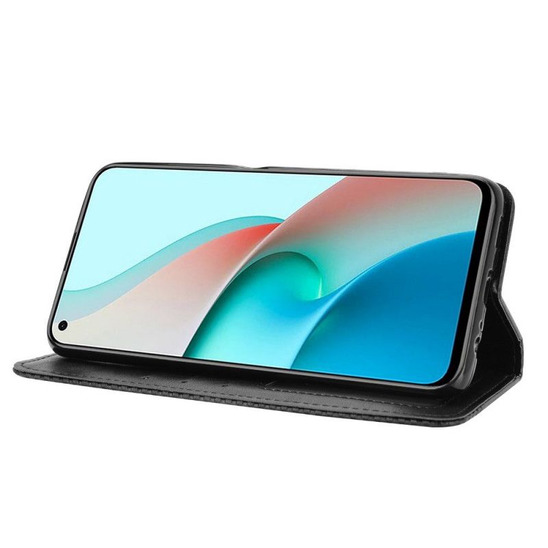 Flip Kotelot Xiaomi Redmi Note 9 5G / Note 9T 5G Punainen Musta Tyylitelty Nahkaefekti