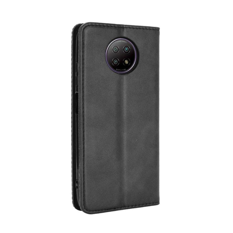 Flip Kotelot Xiaomi Redmi Note 9 5G / Note 9T 5G Punainen Musta Tyylitelty Nahkaefekti