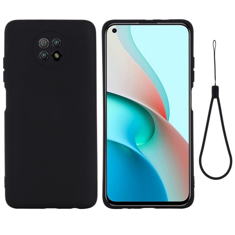 Kuori Xiaomi Redmi Note 9 5G / Note 9T 5G Punainen Musta Nestemäinen Silikoni Ja Hihna