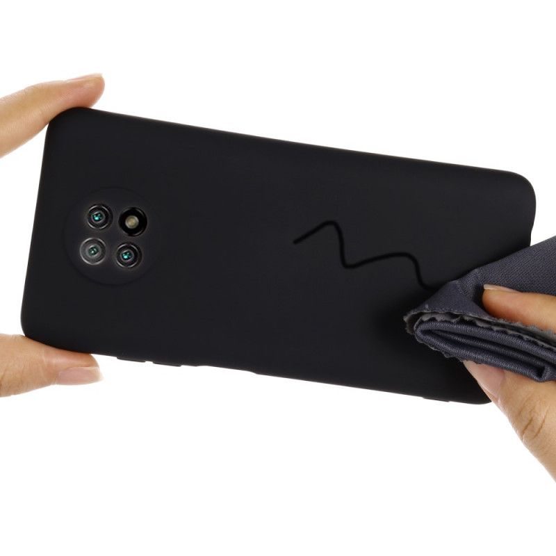 Kuori Xiaomi Redmi Note 9 5G / Note 9T 5G Punainen Musta Nestemäinen Silikoni Ja Hihna