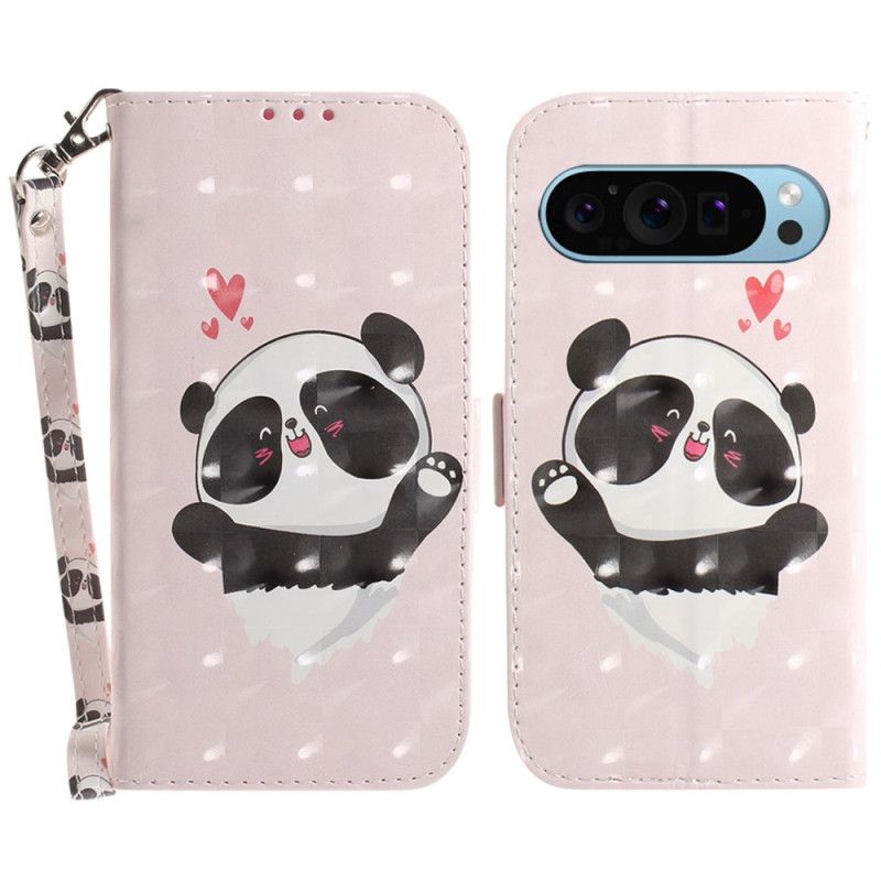 Kotelot Google Pixel 9 Puhelinkuoret Panda Love Hihnalla