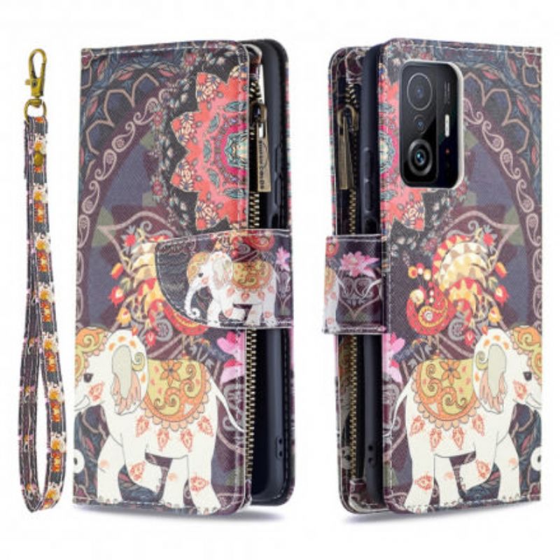 Flip Kotelot Xiaomi Mi 11t / 11t Pro Elephant-vetoketjullinen Tasku