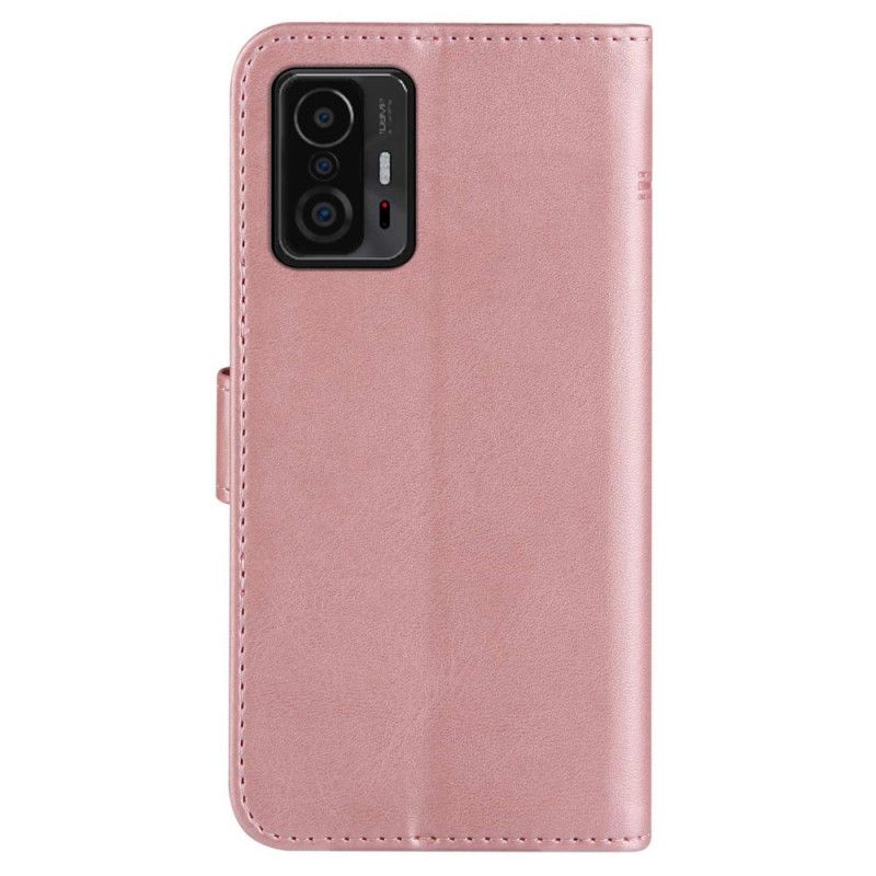 Flip Kotelot Xiaomi Mi 11t / 11t Pro Geo Leather Effect Strappy Suojakuori