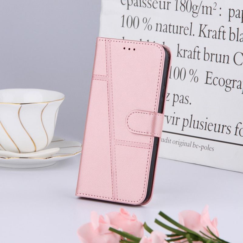 Flip Kotelot Xiaomi Mi 11t / 11t Pro Geo Leather Effect Strappy Suojakuori