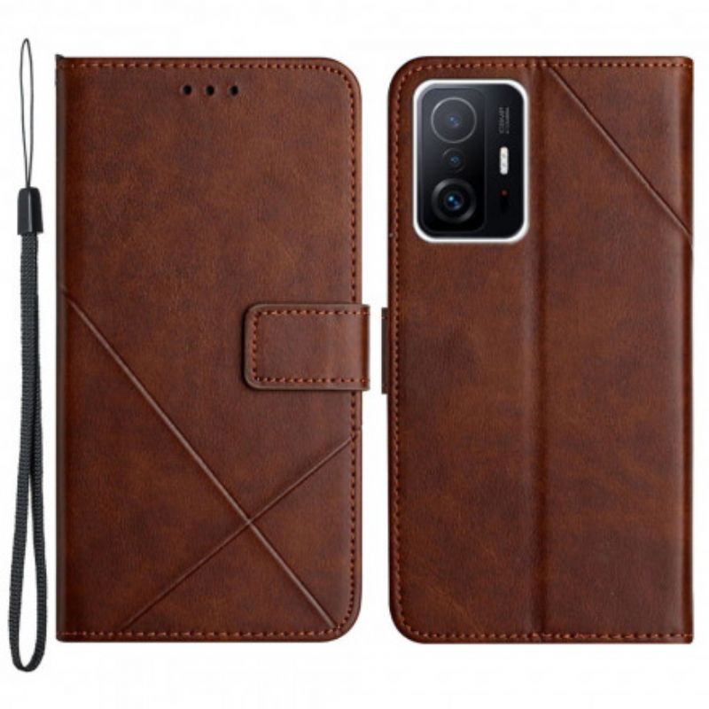 Flip Kotelot Xiaomi Mi 11t / 11t Pro Geometric Strappy Leather Style