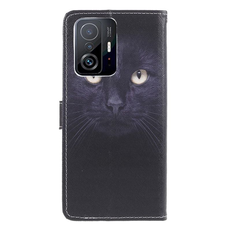 Flip Kotelot Xiaomi Mi 11t / 11t Pro Mustat Strappy Cat Eyes Suojakuori