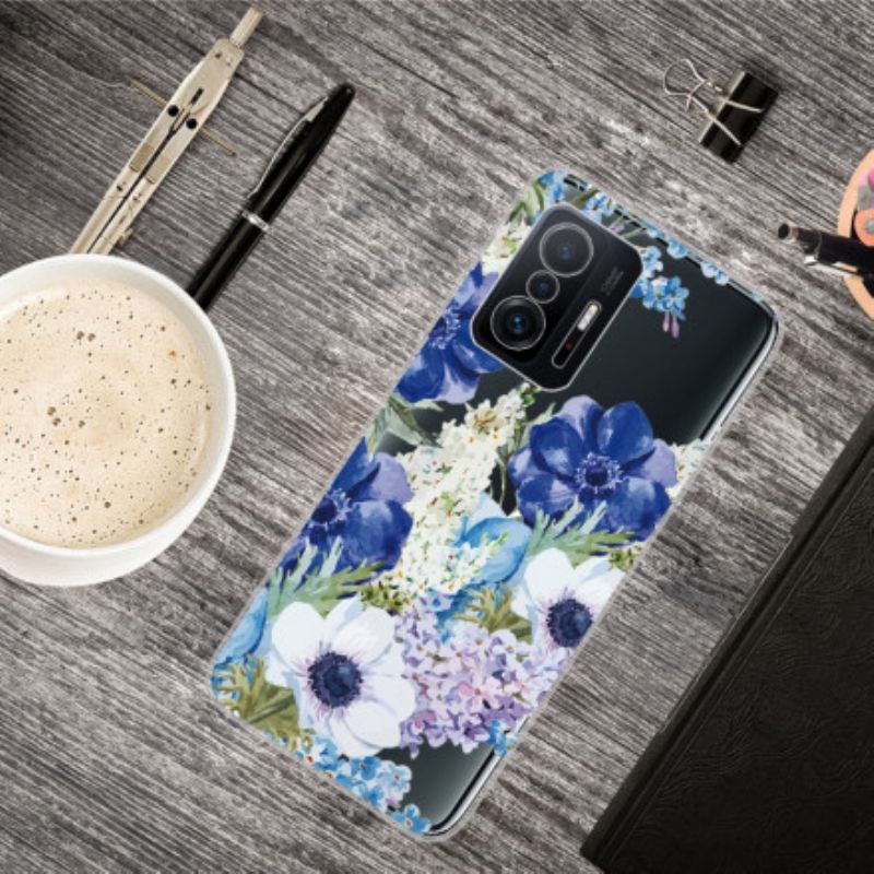 Kuori Case Xiaomi Mi 11t / 11t Pro Puhelinkuoret Saumaton Blue Flowers Akvarelli