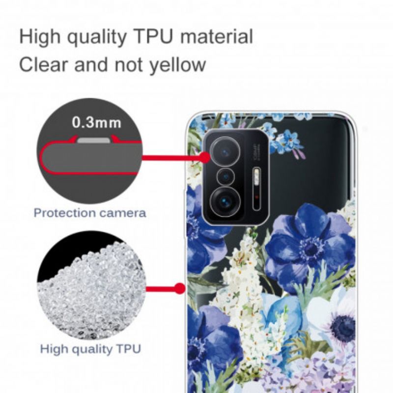 Kuori Case Xiaomi Mi 11t / 11t Pro Puhelinkuoret Saumaton Blue Flowers Akvarelli