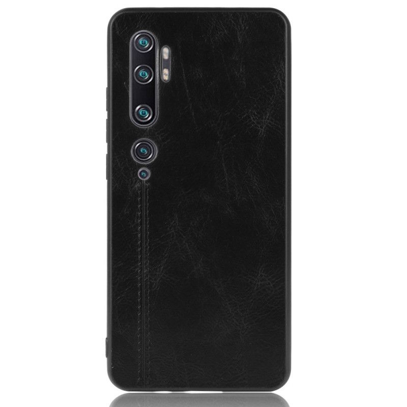 Case Kuoret Xiaomi Mi Note 10 / 10 Pro Punainen Musta Puhelinkuoret Ommeltu Nahkaefekti