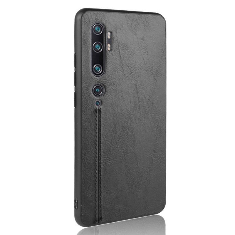 Case Kuoret Xiaomi Mi Note 10 / 10 Pro Punainen Musta Puhelinkuoret Ommeltu Nahkaefekti