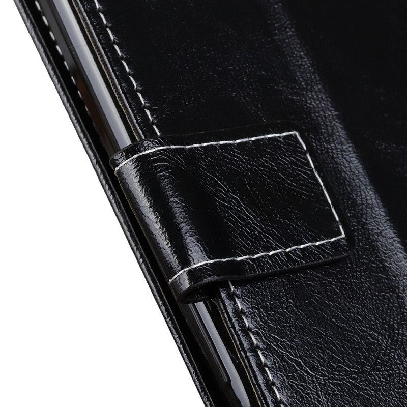 Flip Case Xiaomi Mi Note 10 / 10 Pro Punainen Musta Kiiltävät Ja Näkyvät Saumat