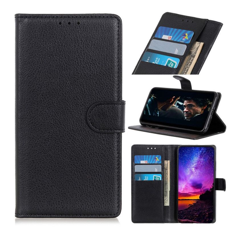 Flip Case Xiaomi Mi Note 10 / 10 Pro Valkoinen Musta Litsi-Tekonahka