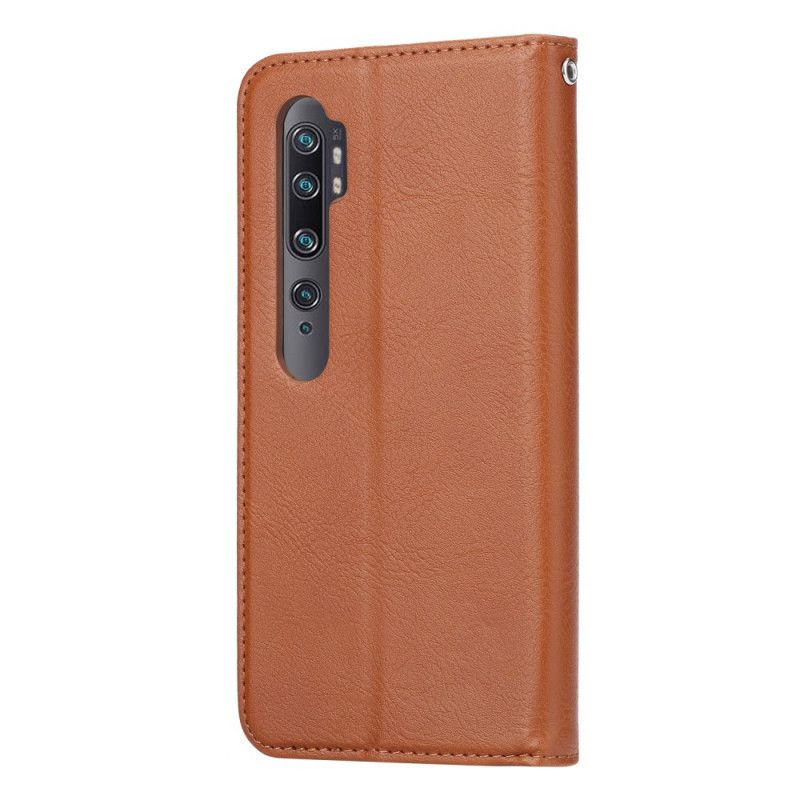 Flip Kotelot Xiaomi Mi Note 10 / 10 Pro Tummanpunainen Musta Tekonahkakorttikotelo