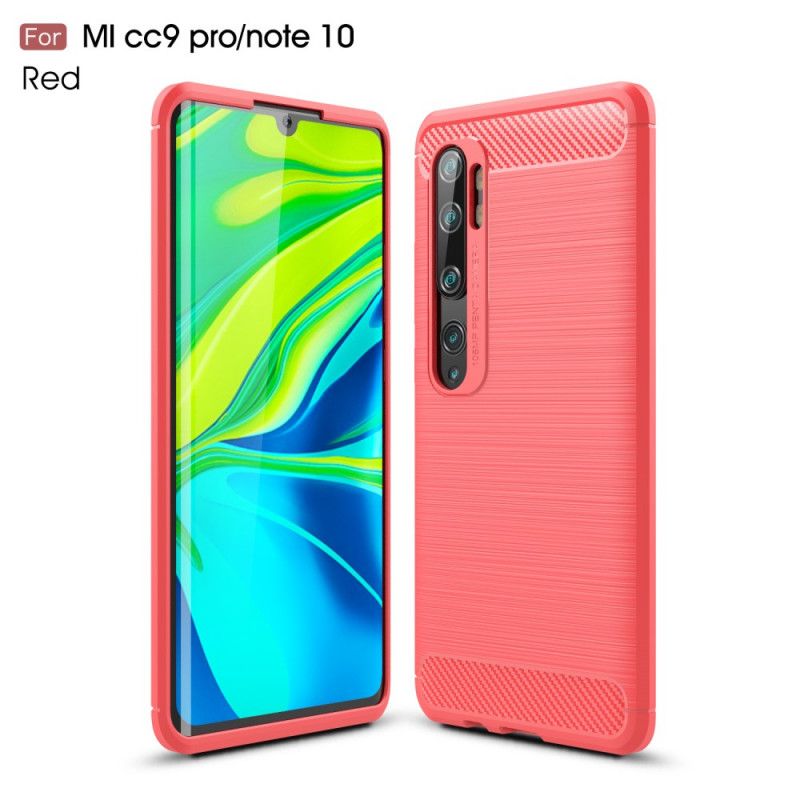 Kuori Xiaomi Mi Note 10 / 10 Pro Punainen Musta Harjattu Hiilikuitu Suojakuori