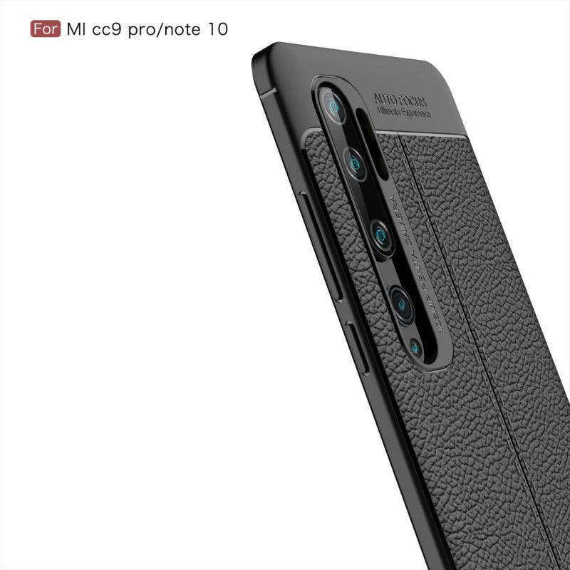 Kuori Xiaomi Mi Note 10 / 10 Pro Punainen Musta Kaksilinjainen Litsi Nahkainen Vaikutus