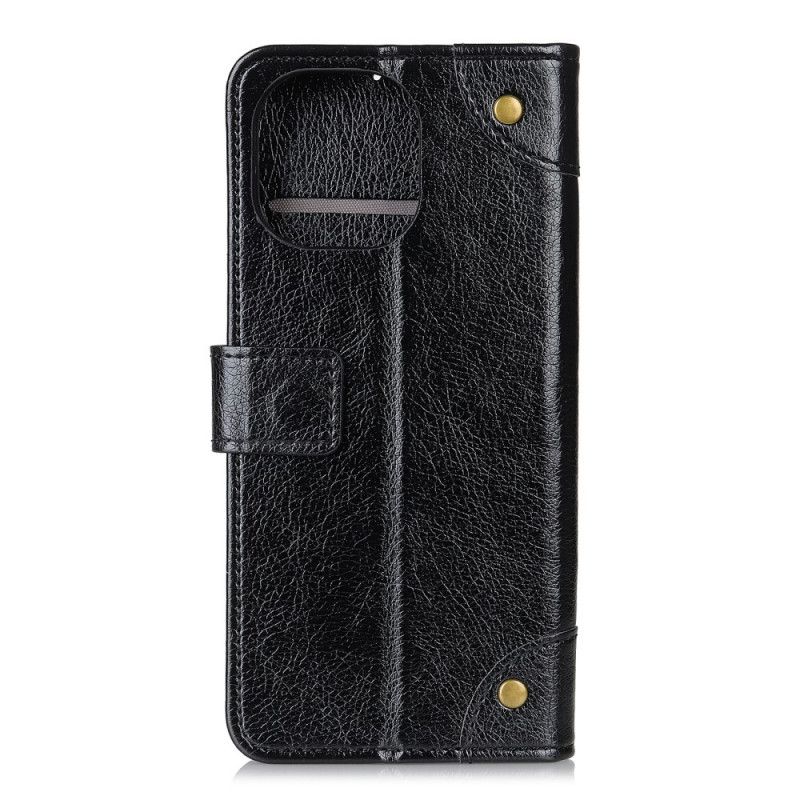 Flip Case Xiaomi Mi 11 Punainen Musta Vintage-Niitit Nappa-Nahkatyyliä