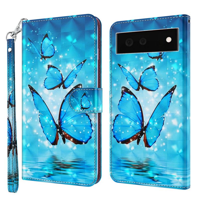 Flip Kotelot Google Pixel 6 Flying Blue Butterflies