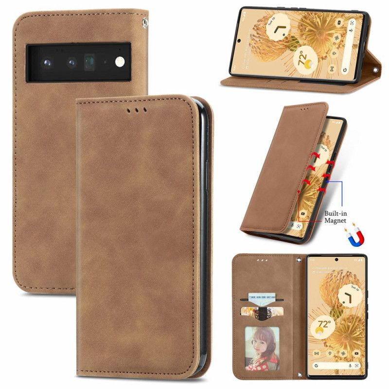 Flip Kotelot Google Pixel 6 Skin-touch Vintage Design