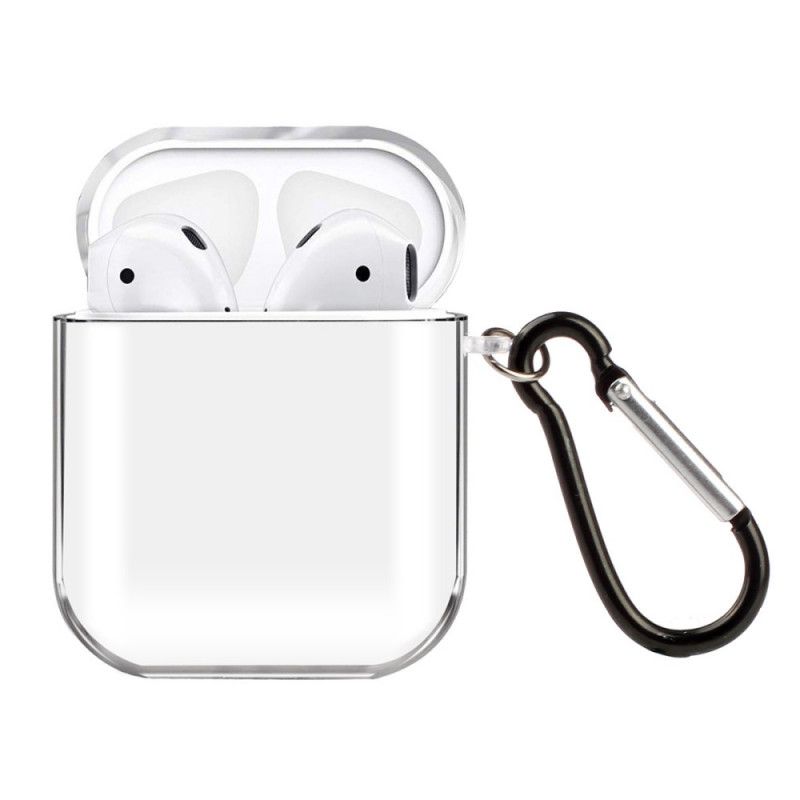 Kuori AirPods Läpinäkyvä Silikoni Karabiinilla