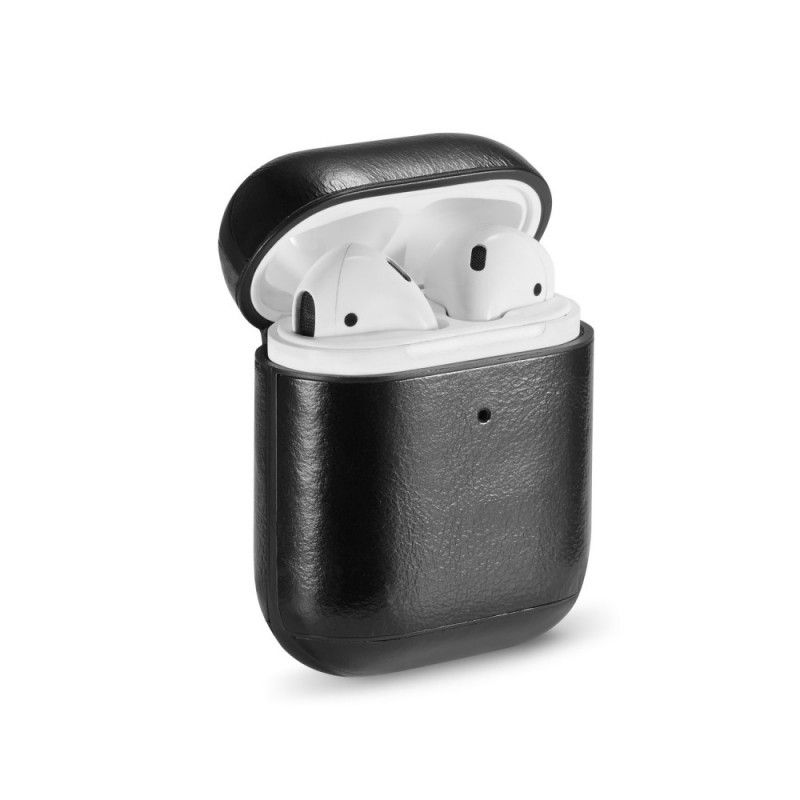 Kuori AirPods Punainen Musta Aitoa Nahkaa