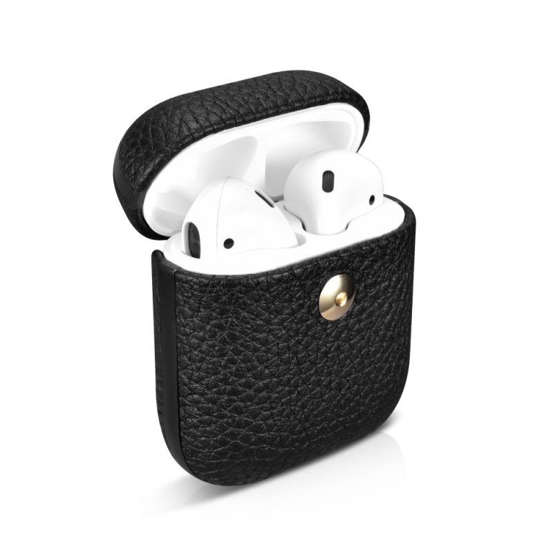 Kuori AirPods Punainen Musta Aitoa Ylellisyyttä Icarer-Nahkaa