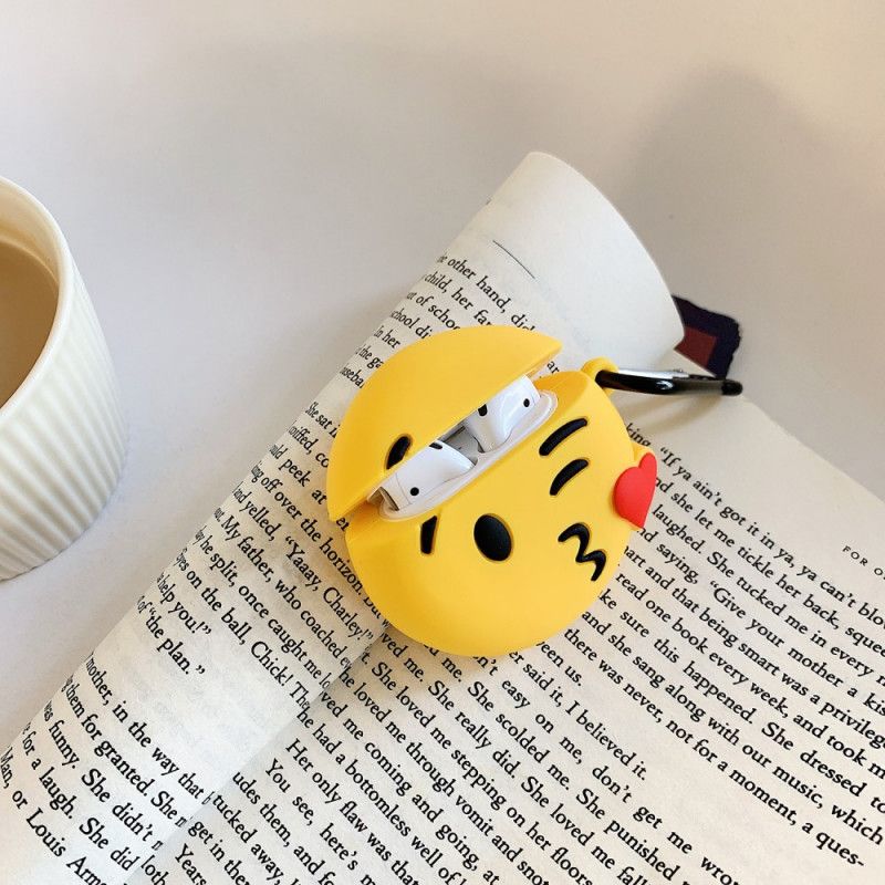 Kuori AirPods Punainen Valkoinen Emoji Karabiinilla