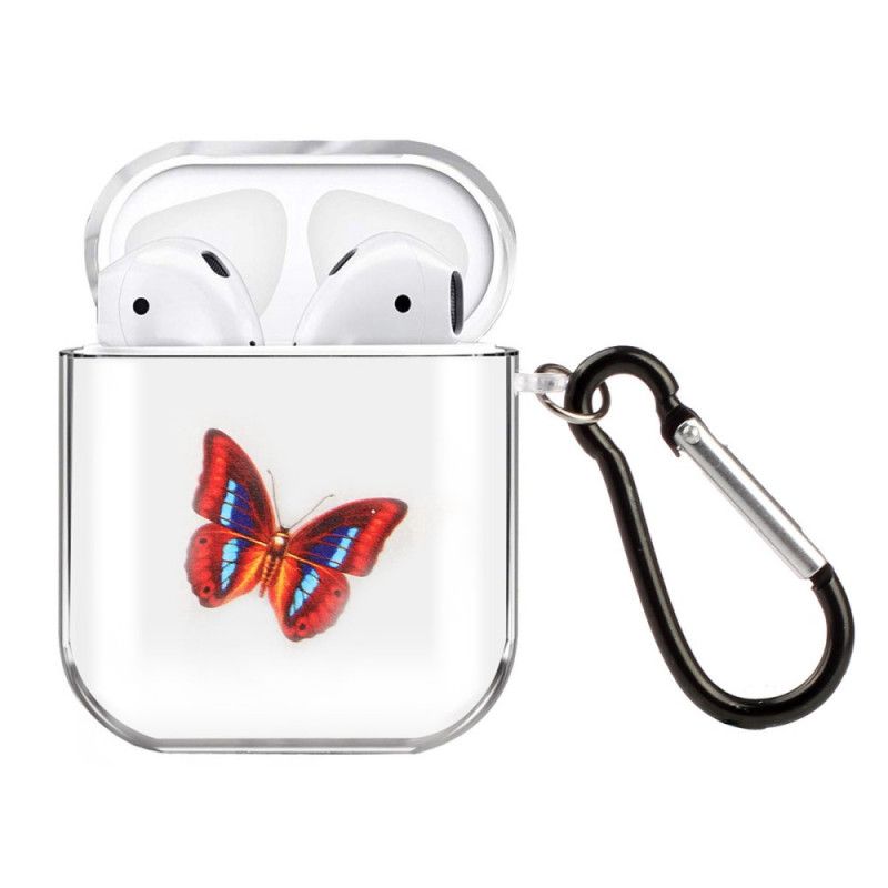 Kuori AirPods Vaaleansininen Punainen Läpinäkyvä Silikoniperhosarja